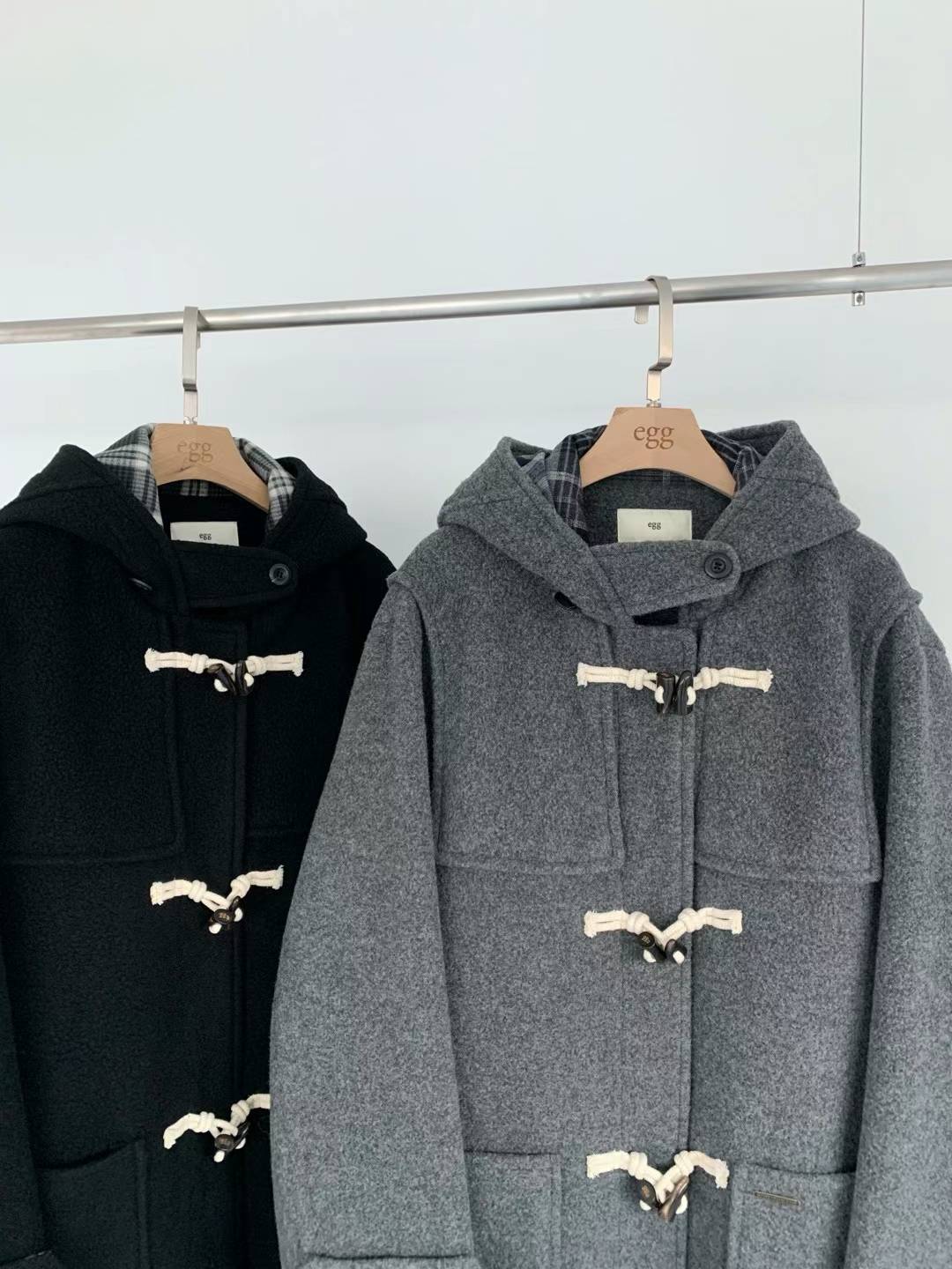 Cashmere and Wool Hooded Toggle Long Coat