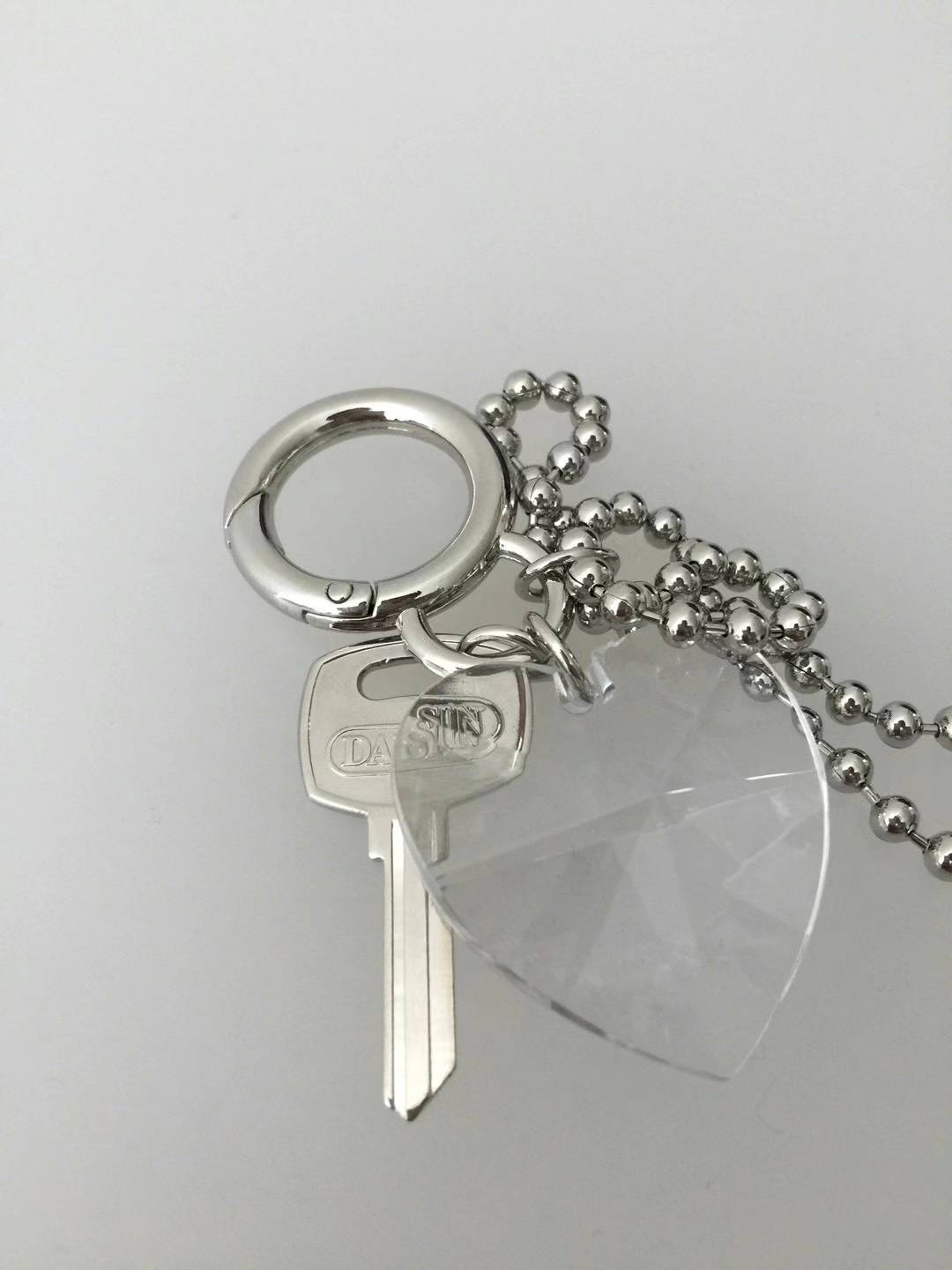 NYU NYU Crystal Heart Keychain