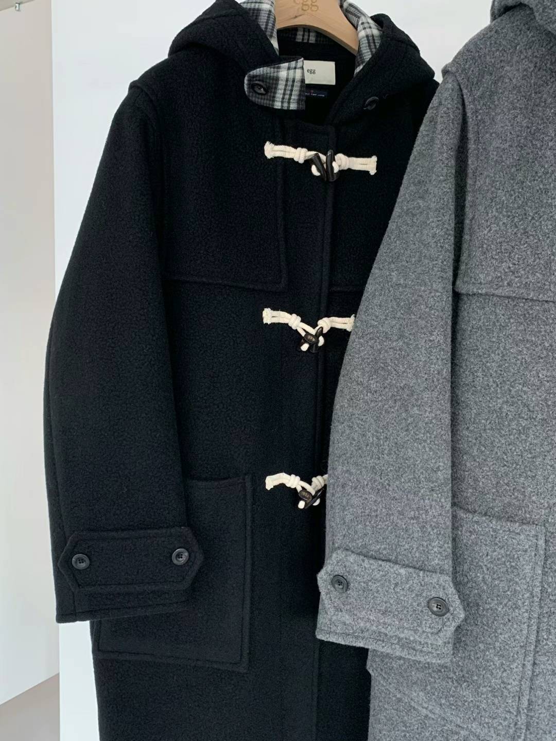 Cashmere and Wool Hooded Toggle Long Coat