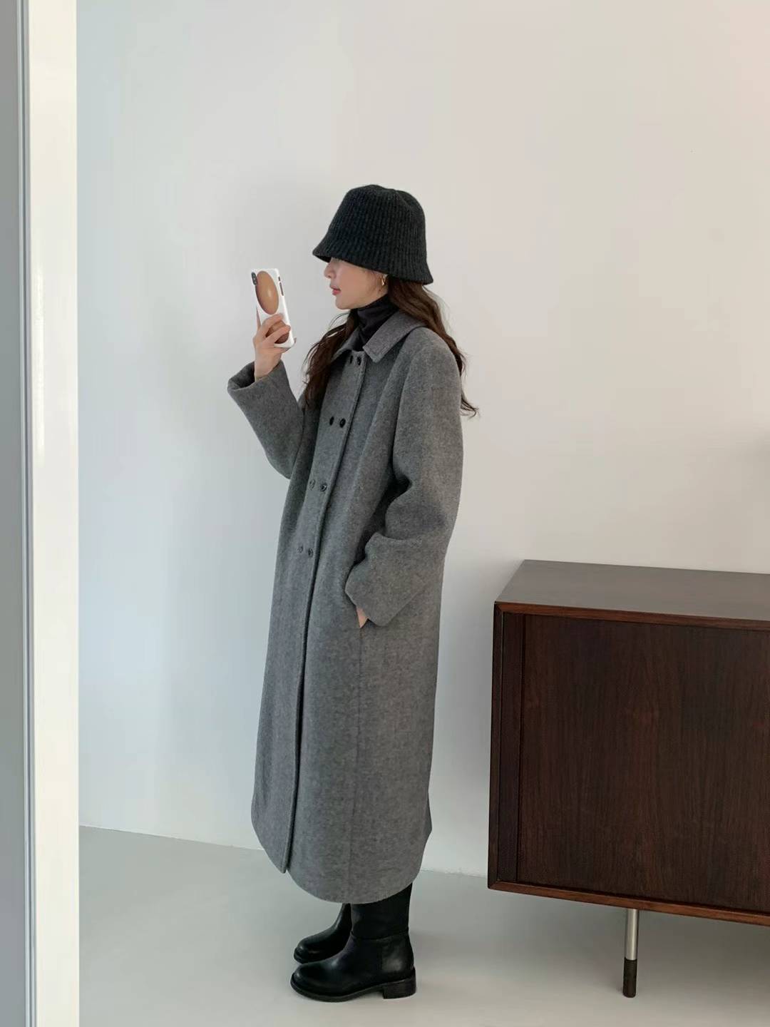 Double Breasted Cashmere Long Coat