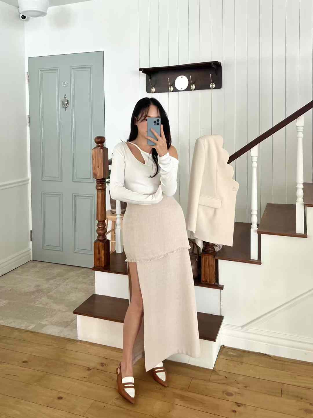 Trending Tweed Long Slit Skirt