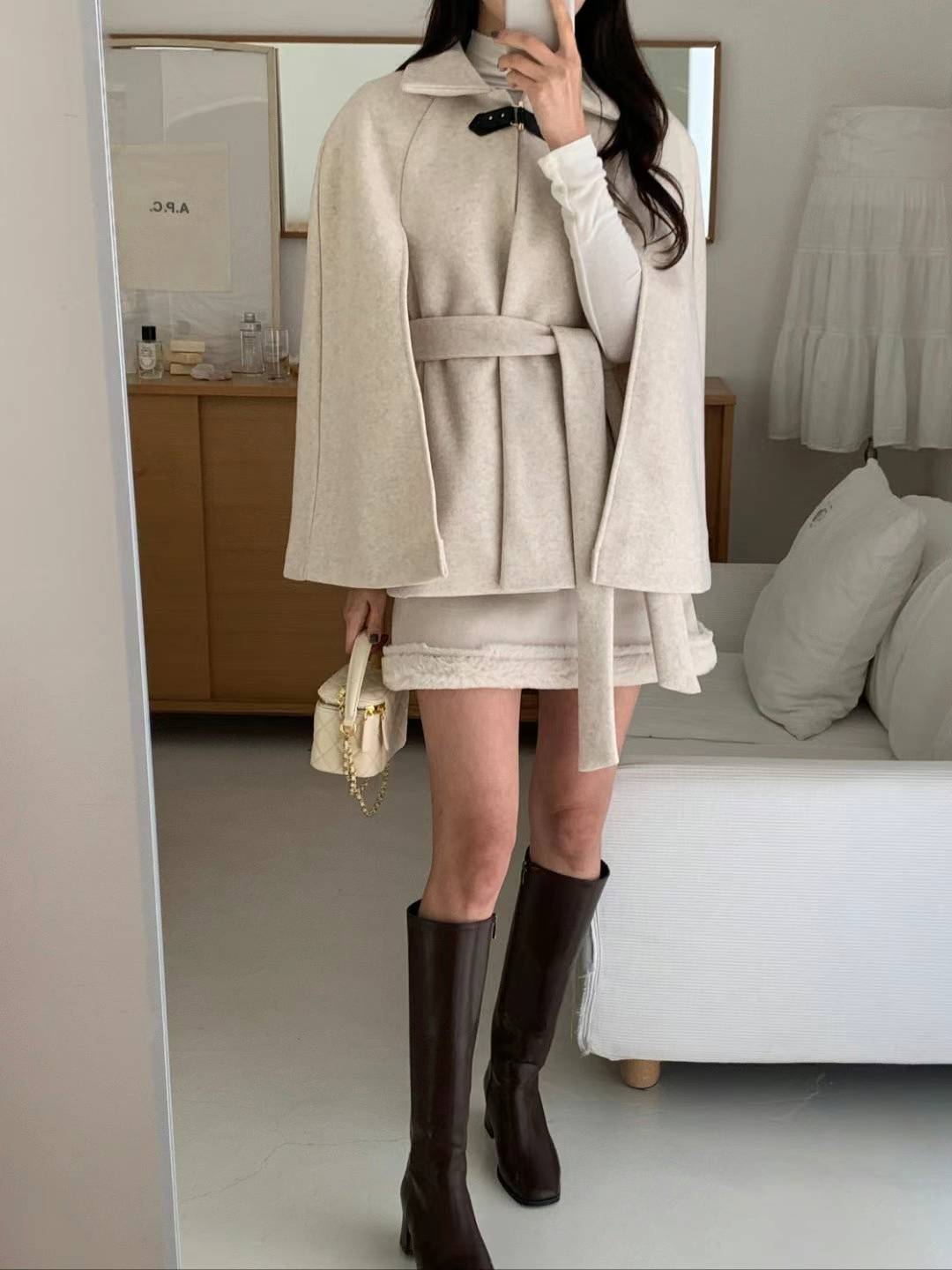 Leather buckled Cape Coat - 3 Colours