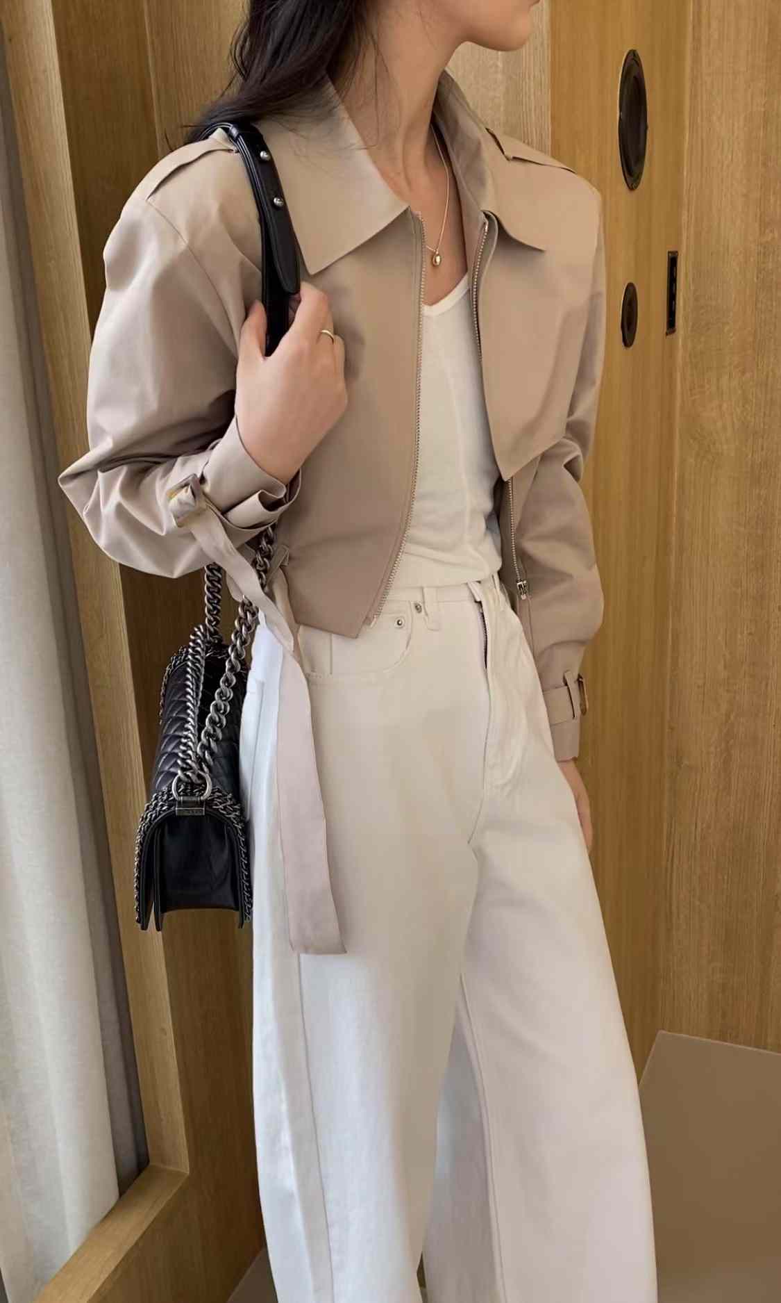 Charis Waist Wrap Crop Trench Coat