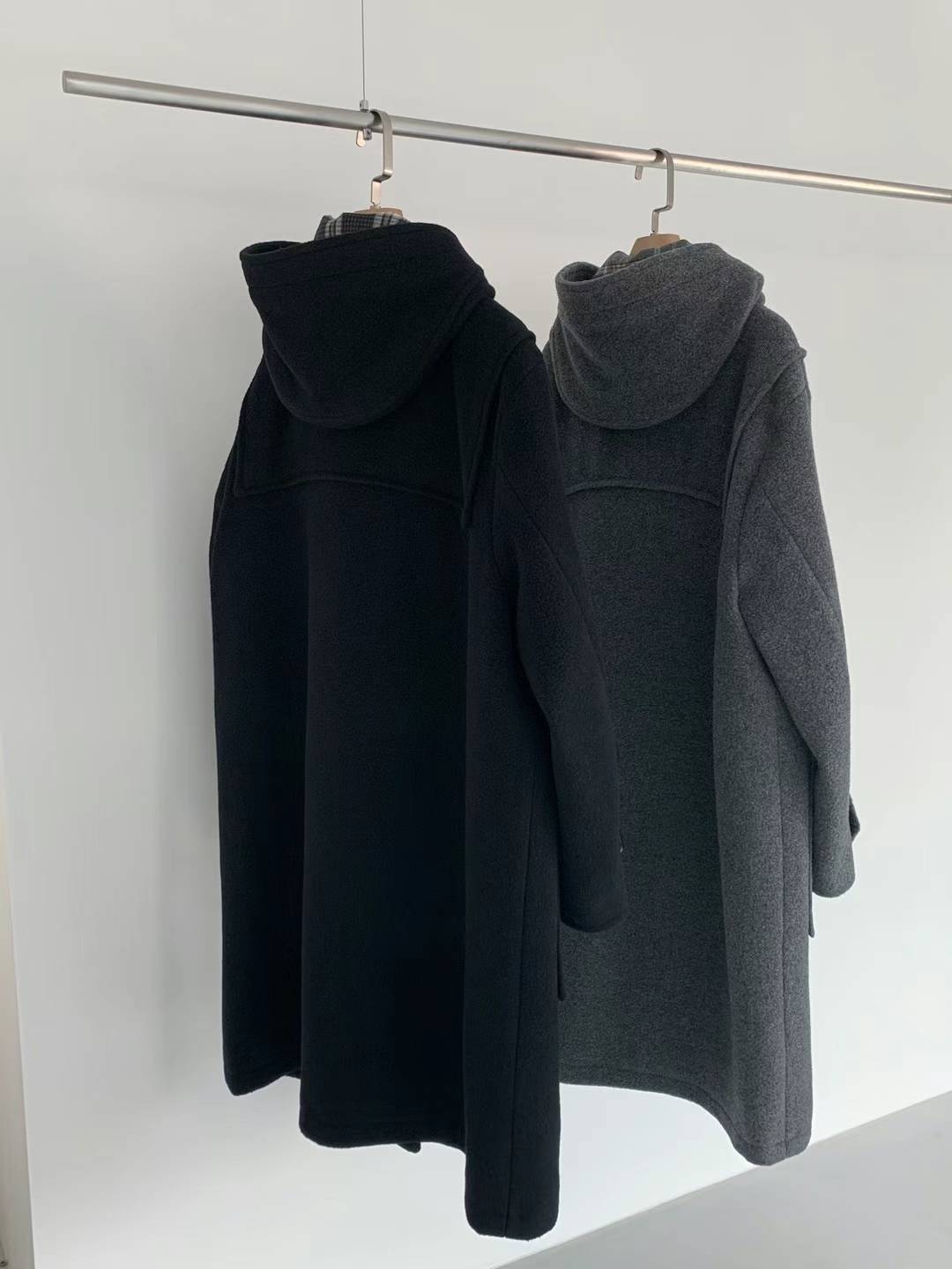 Cashmere and Wool Hooded Toggle Long Coat