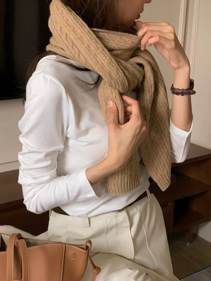 Wool Cashmere Cable Scarf