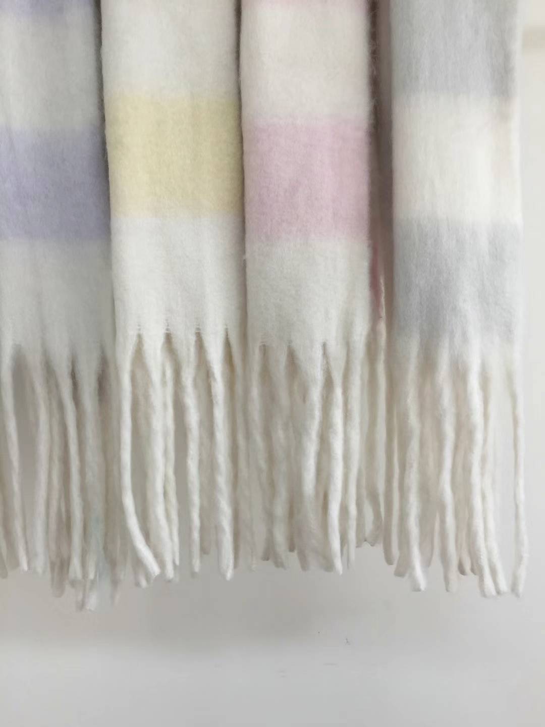 Pastel Thick Stripe Cream Scarf - 6 Colours