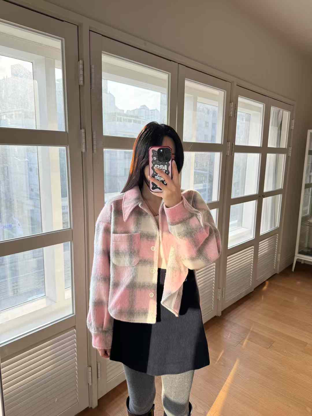 Pantone Cropped Checked Jacket