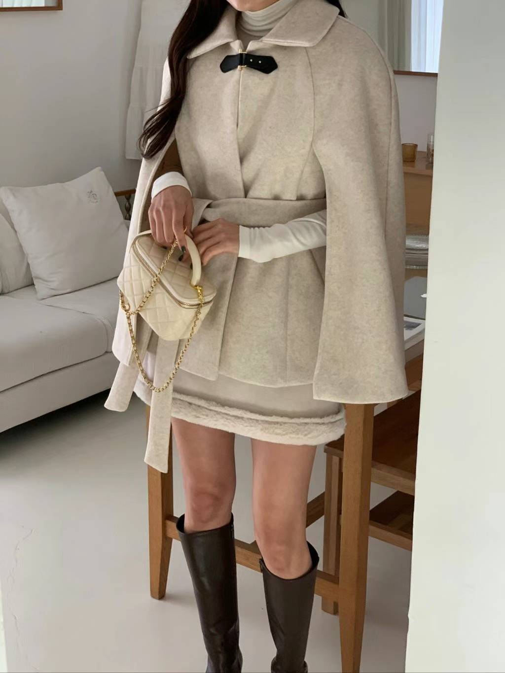 Leather buckled Cape Coat - 3 Colours