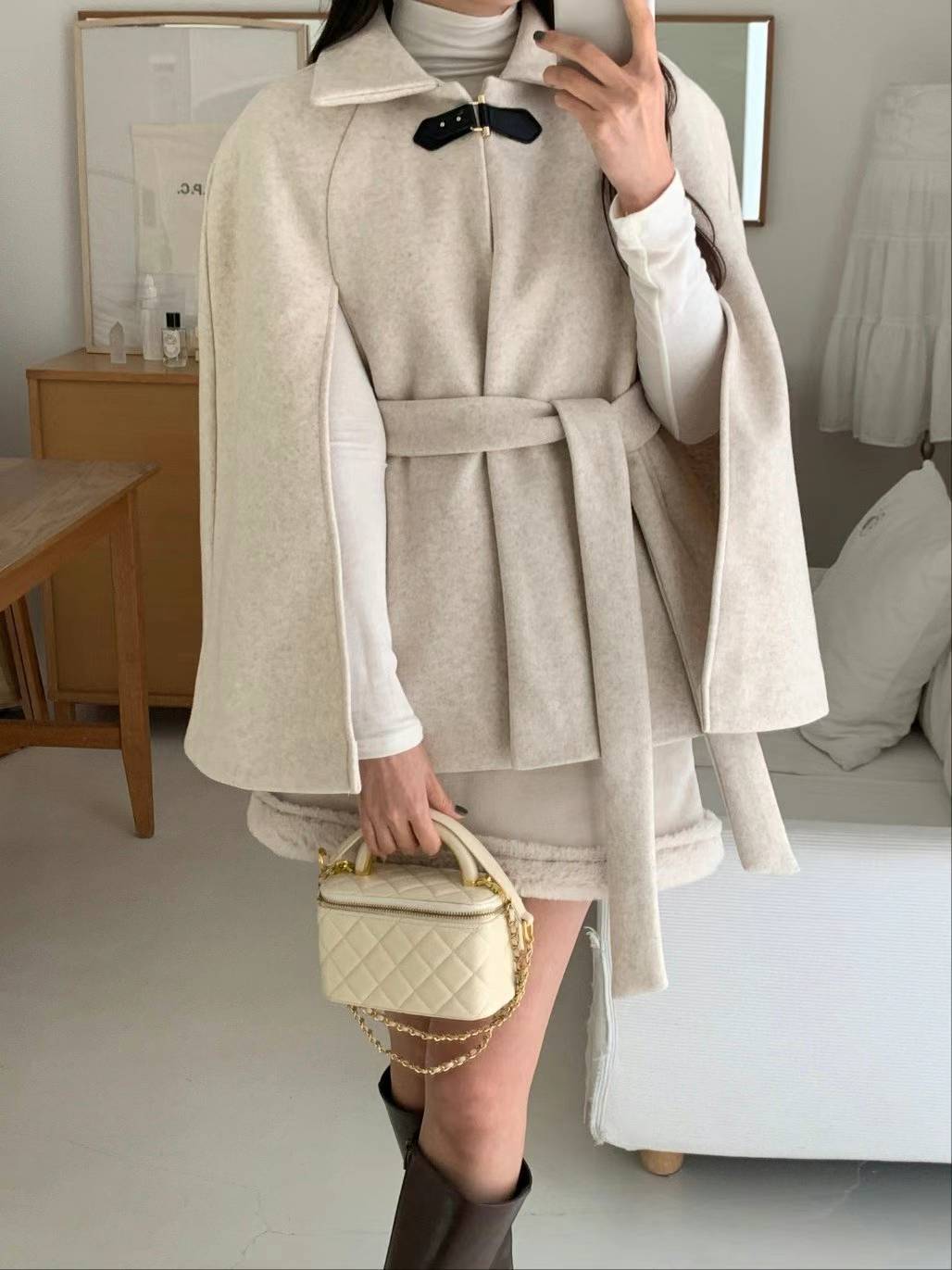 Leather buckled Cape Coat - 3 Colours