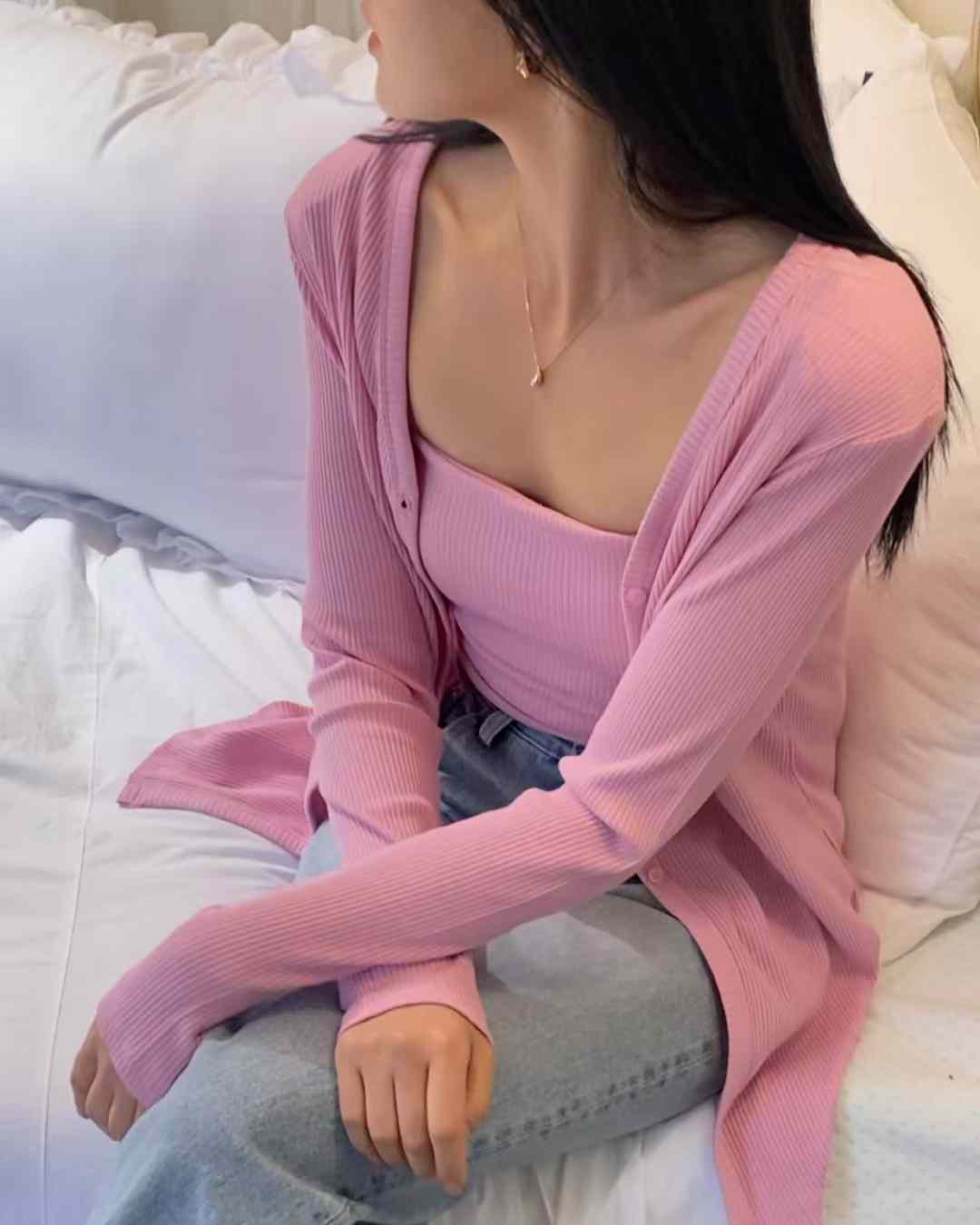 Annie 2 Piece Sweater Set Long Sleeve Cardigan Set